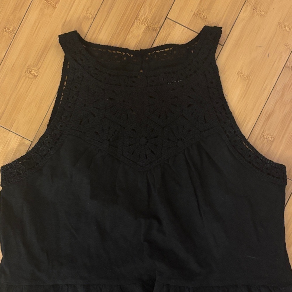 Time and Tru Elegant Black Mini Dress with Crochet Design - Picture 2 of 4